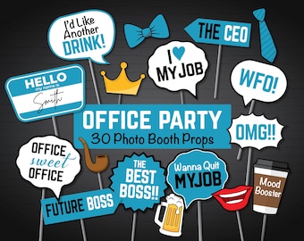 30 Office Party Photo Booth Props: Funny Adult Work SVG Bundle Props Instant Download
