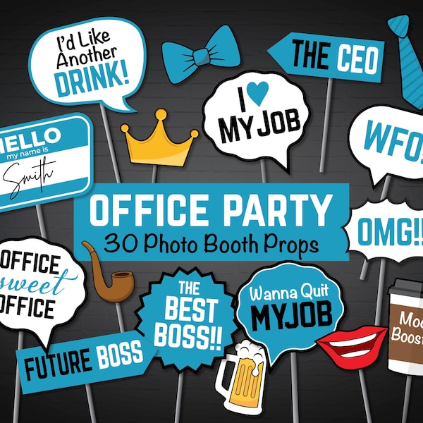 30 Office Party Photo Booth Props: Funny Adult Work SVG Bundle Props Instant Download