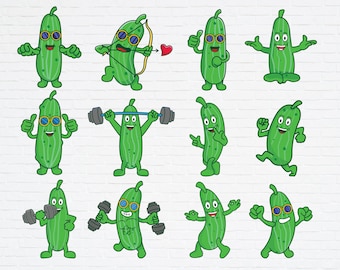 Cute Pickle Cucumber Clipart SVG PNG Bundle. Instant Download for Cricut