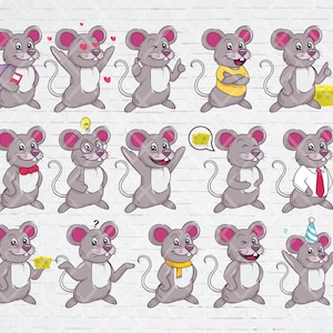 Mignon Chibi Little Mouse Rat SVG PNG Bundle: souris et fromage, retour à l’école, souris d’anniversaire et autres conceptions