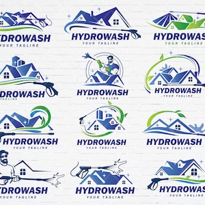 Professionelle Hydro-Wäsche-Svg-Vorlage, Hochdruckwasch-Logo, Soft-Wash-Logo: SVG Bundle zum sofortigen Download