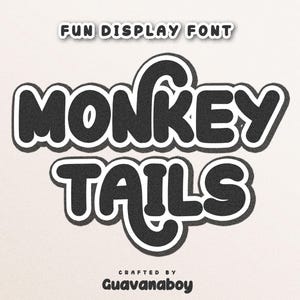 Police Monkey Tails - Police moderne avec queues, police Brush avec ornement, police cursive, police logo, police ludique, police Canva, police calligraphie.