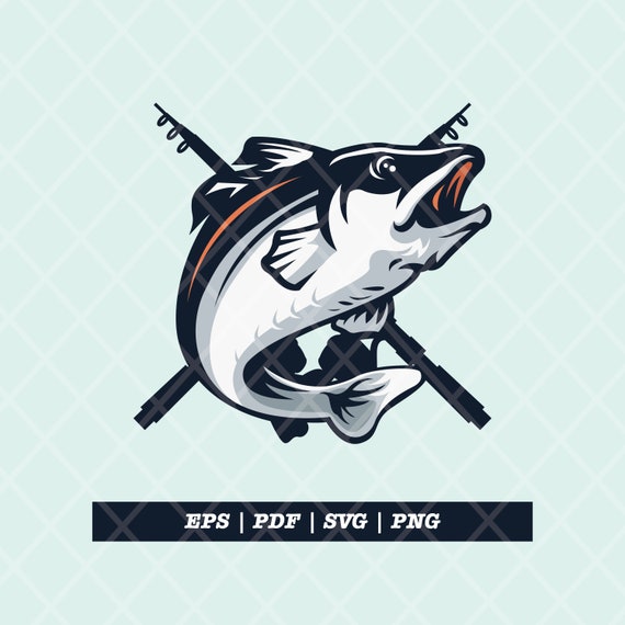 Retro Fishing Logo, Bass Fishing Logo, Fishing Logo Silhouette