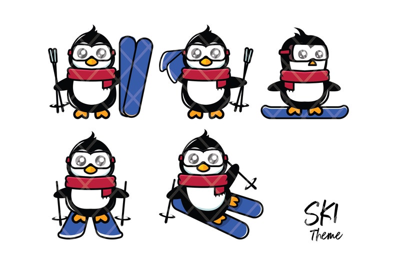 Chibi Penguin Cartoon Clipart: Kawaii SVG PNG Bundle (digital Files) - Etsy