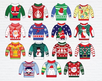 15 Christmas Ugly Sweater SVG PNG Bundle Decoration