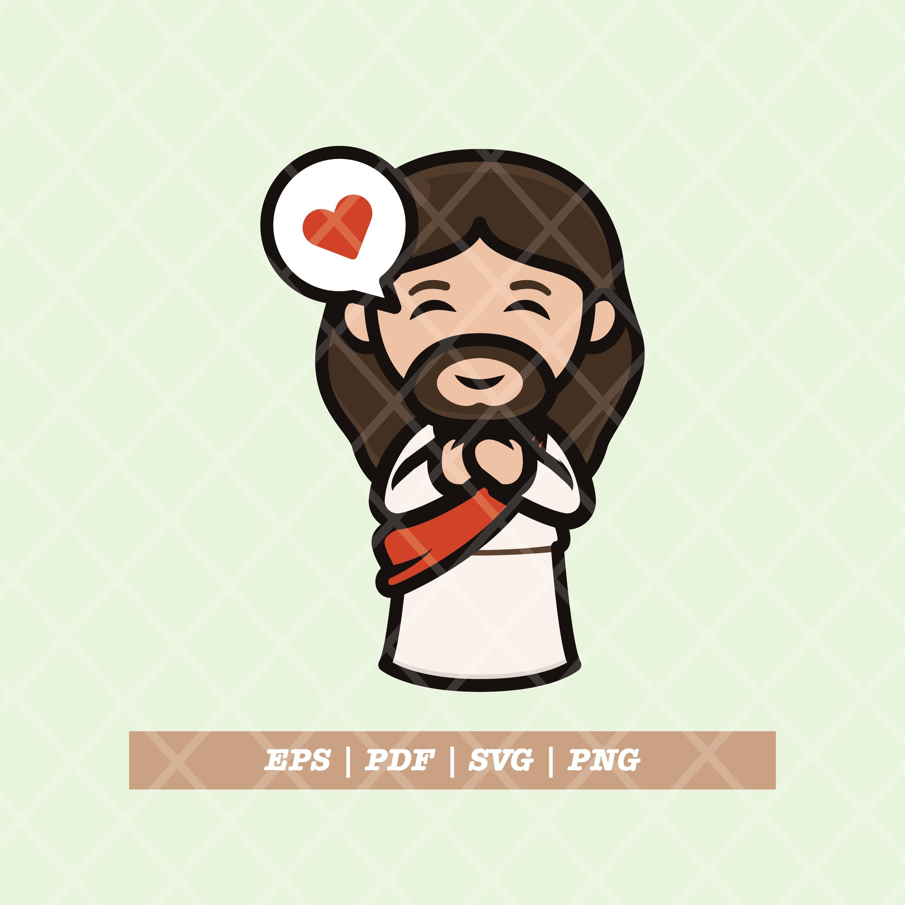 Funny Jesus Mascot, Jesus Cartoon Template, Cute Jesus Clipart, Jesus