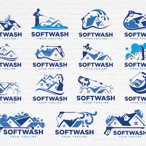 Professional Soft Washing Logo, Power Washing Logo, Pressure Washing Logo: SVG Bundle for Instant Download