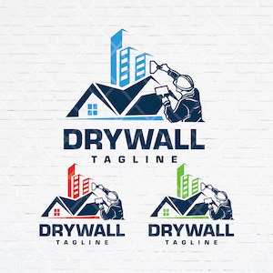Logotipo de paneles de yeso, Diseño de logotipo personalizado, Diseño de logotipo personalizado de paneles de yeso, Logotipo de mejoras para el hogar, Diseño de logotipo de reparación de casas