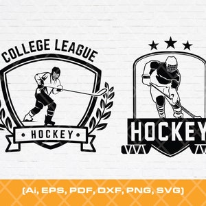 Ice Hockey Silhouette, Hockey Logo Template, Hockey Player Silhouette, Hockey SVG Bundle, Ice Hockey Svg, Field Hockey Svg
