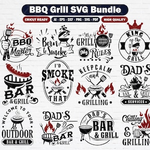 BBQ Grill svg bundle, BBQ shop svg template, Grilling apron png bundle, Dad’s grill shirt design for instant download