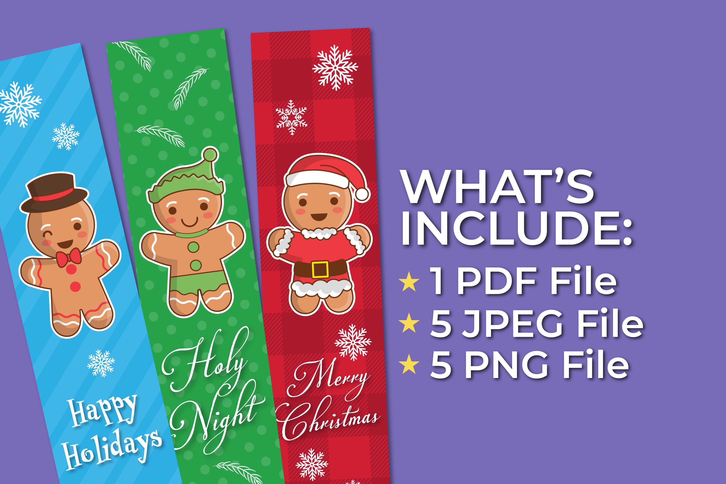 5 Printable Christmas Tree Bookmarks PNG Funny Gingerbread - Etsy