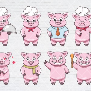 Lindo Chibi Pig Piggy SVG PNG Diseño de sublimación: SVG Bundle Files para descarga instantánea