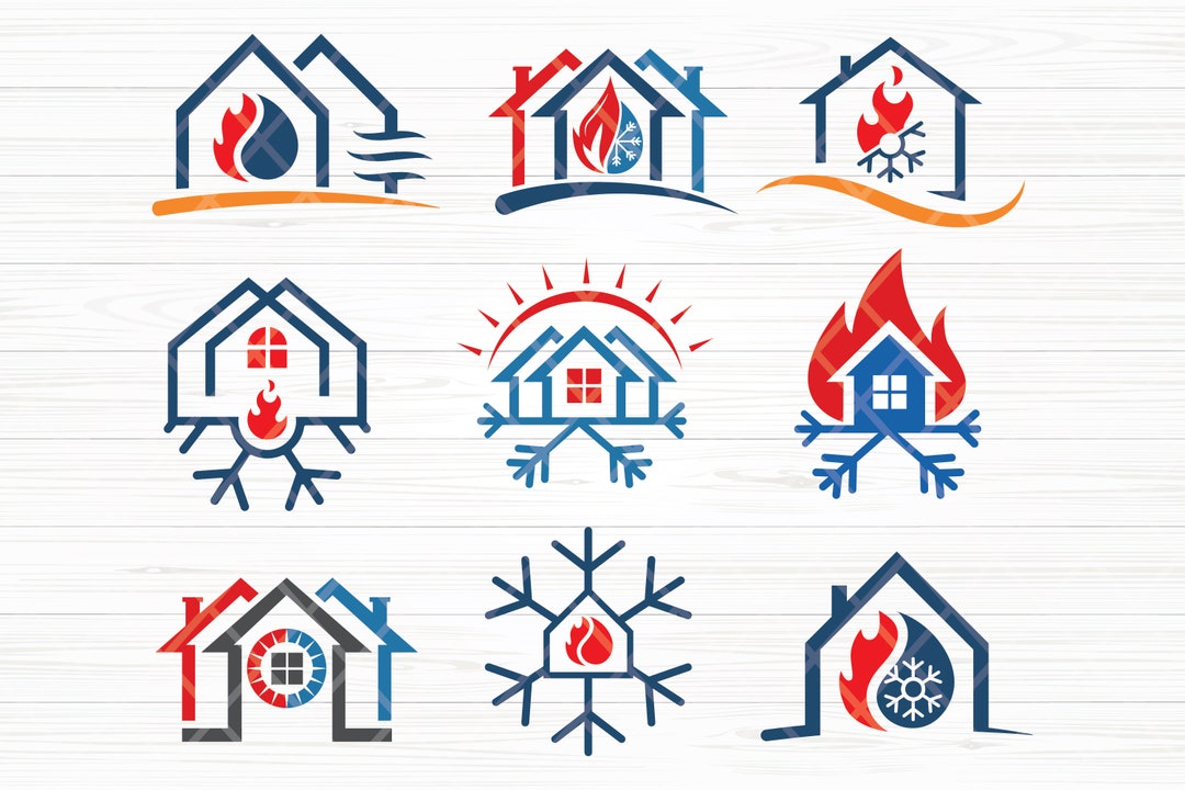 Heating and Cooling, HVAC Logo PNG SVG Bundle Heating, Ventilation