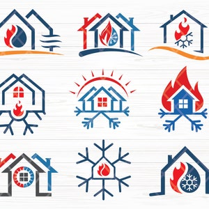 Ogrzewanie i chłodzenie, pakiet logo HVAC PNG SVG: Pakiet logo ogrzewania, wentylacji i klimatyzacji