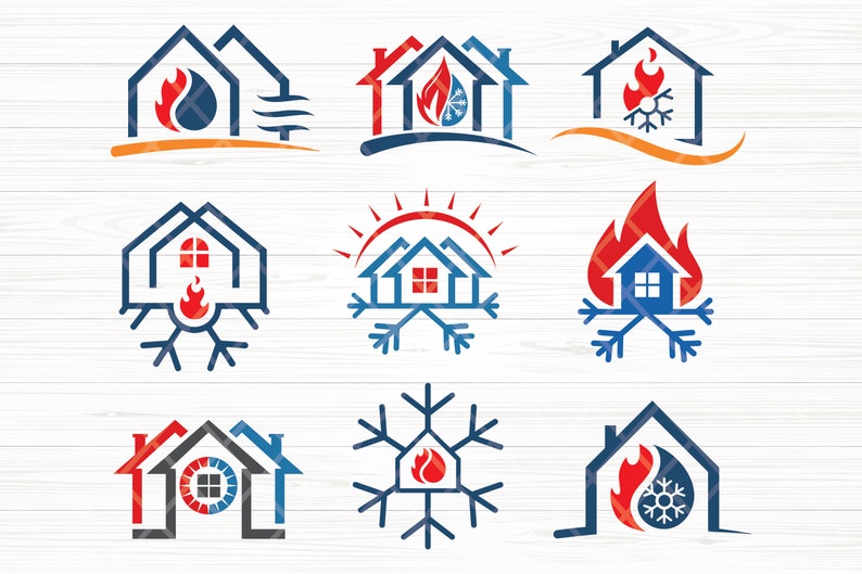 Heating and Cooling, HVAC Logo PNG SVG Bundle Heating, Ventilation