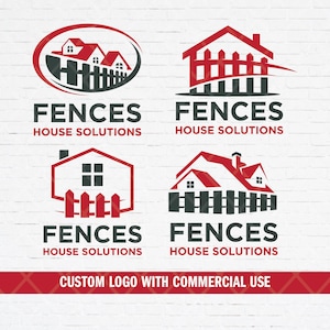 Benutzerdefiniertes Hauszaun-Logo Version 3, personalisierte Zäune-Reparatur-Logo, Zauninstallations-Logo SVG PNG, benutzerdefiniertes Zaun-Firmenlogo zum Branding.