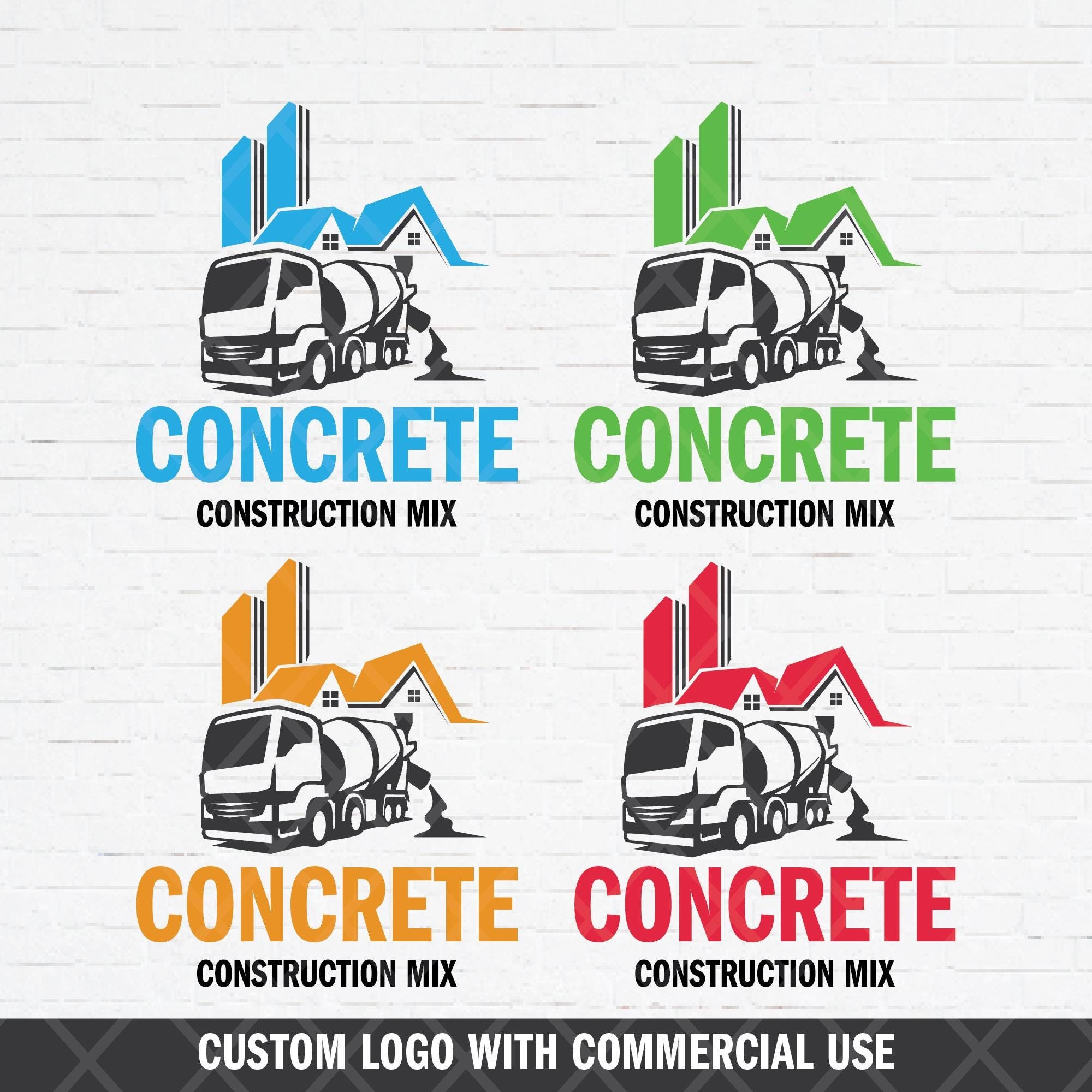 Professional Concrete Construction Logo, Cement Mixer Truck Logo, Concrete Mix Personalized Logo, Property Building Logo, House Repair Logo.