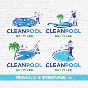 Spersonalizowane logo czyszczenia basenów, logo konserwacji basenów, spersonalizowane logo basenów, logo firmy DIY Pool Cleaners, logo konserwacji basenów.
