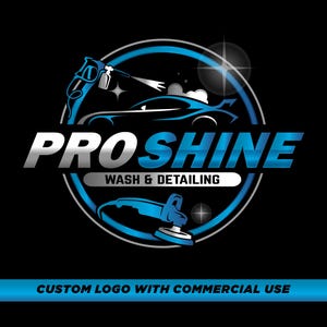 Logo personalizzato per autolavaggio e cura dell'auto blu, logo personalizzato per la cura dell'auto, logo automobilistico SVG PNG, loghi personalizzati per il download digitale del tuo marchio.