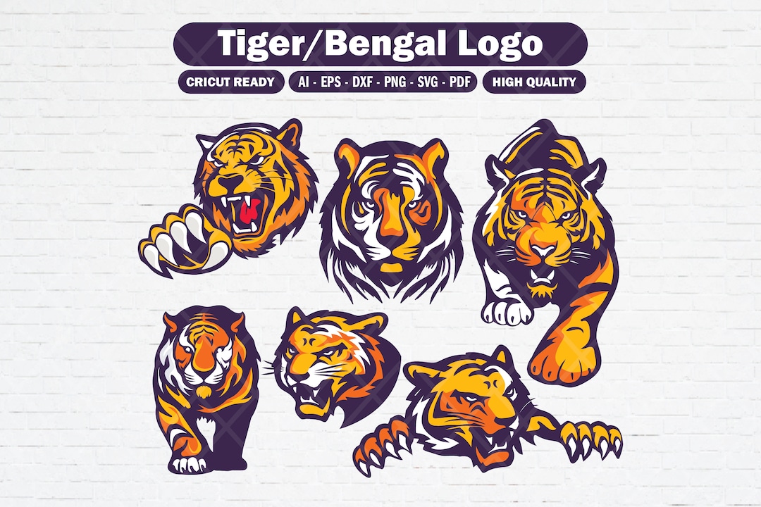Set of Bengal Tiger Svg Bundle Esport Tiger Head Png Team - Etsy