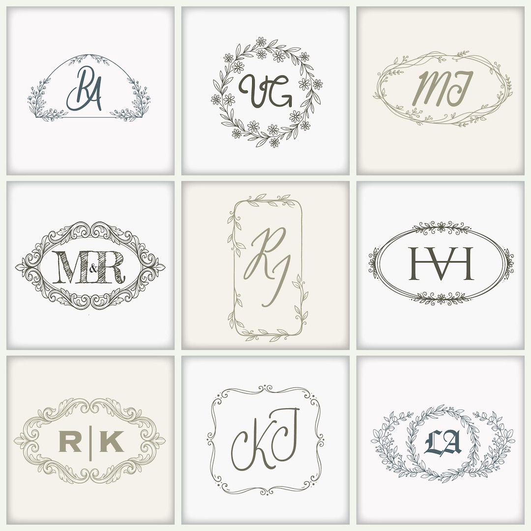 Custom Wedding Monogram Logo, Personalized Initials Logo PNG SVG, 25 ...