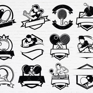 Table tennis clipart silhouette, Table tennis team logo, Table tennis championship, Ping pong logo template. SVG PNG for instant download