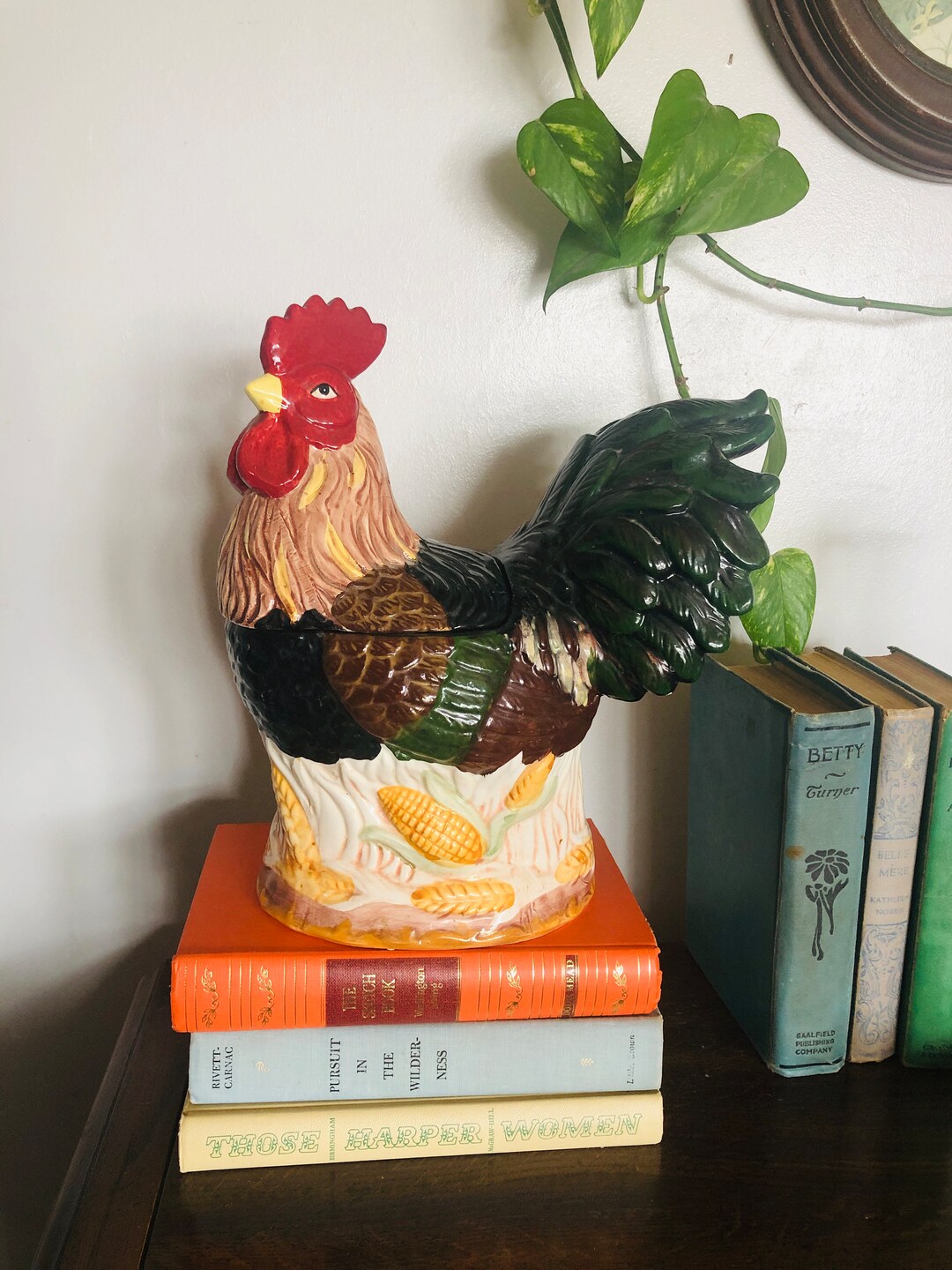 Rooster Cookie Jar/ Chicken Jar With Lid/ Kitchen Decor/ Farmhouse ...