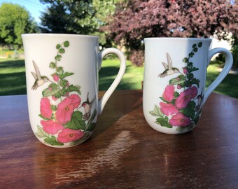 Vintage Otagiri Japan Floral Mug, Black and Pink, Tavistock Garden