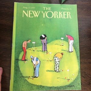 New Yorker Vintage Magazine/1987 vintage magazine/ fill issue/ New Yorker art/ golfing vintage art/ golf 80’s art/