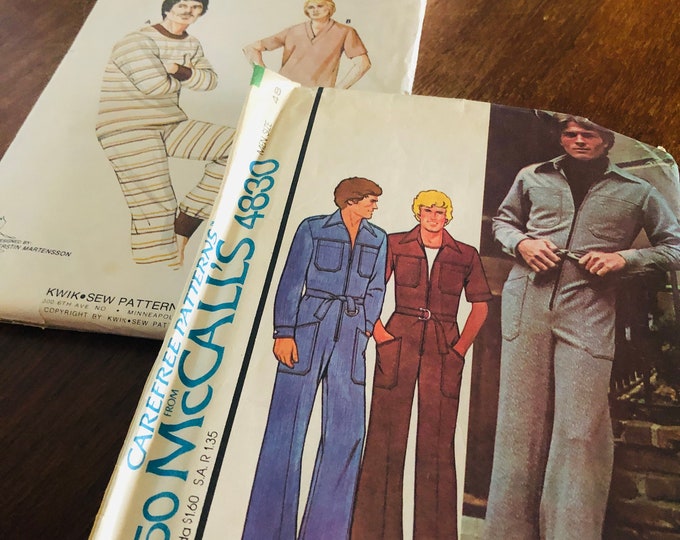 Vintage Men's Sewing Patterns/ Mccalls and Quick Sew/vintage Jumpsuit