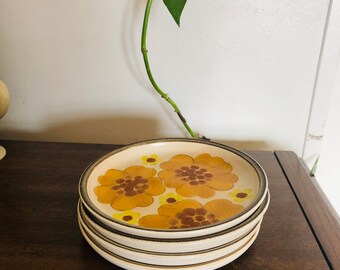 Vintage Forma-stone Stoneware Floral Plates Set of 7, 70