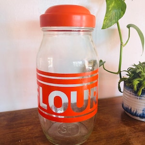 Vintage Flour Canister/Flour Storage/Orange Jar/ 70&#39;s Kitchen Decor/Retro Kitchen Canister/ Baking Storage/70&#39;s kitchen/ 70&#39;s canister/