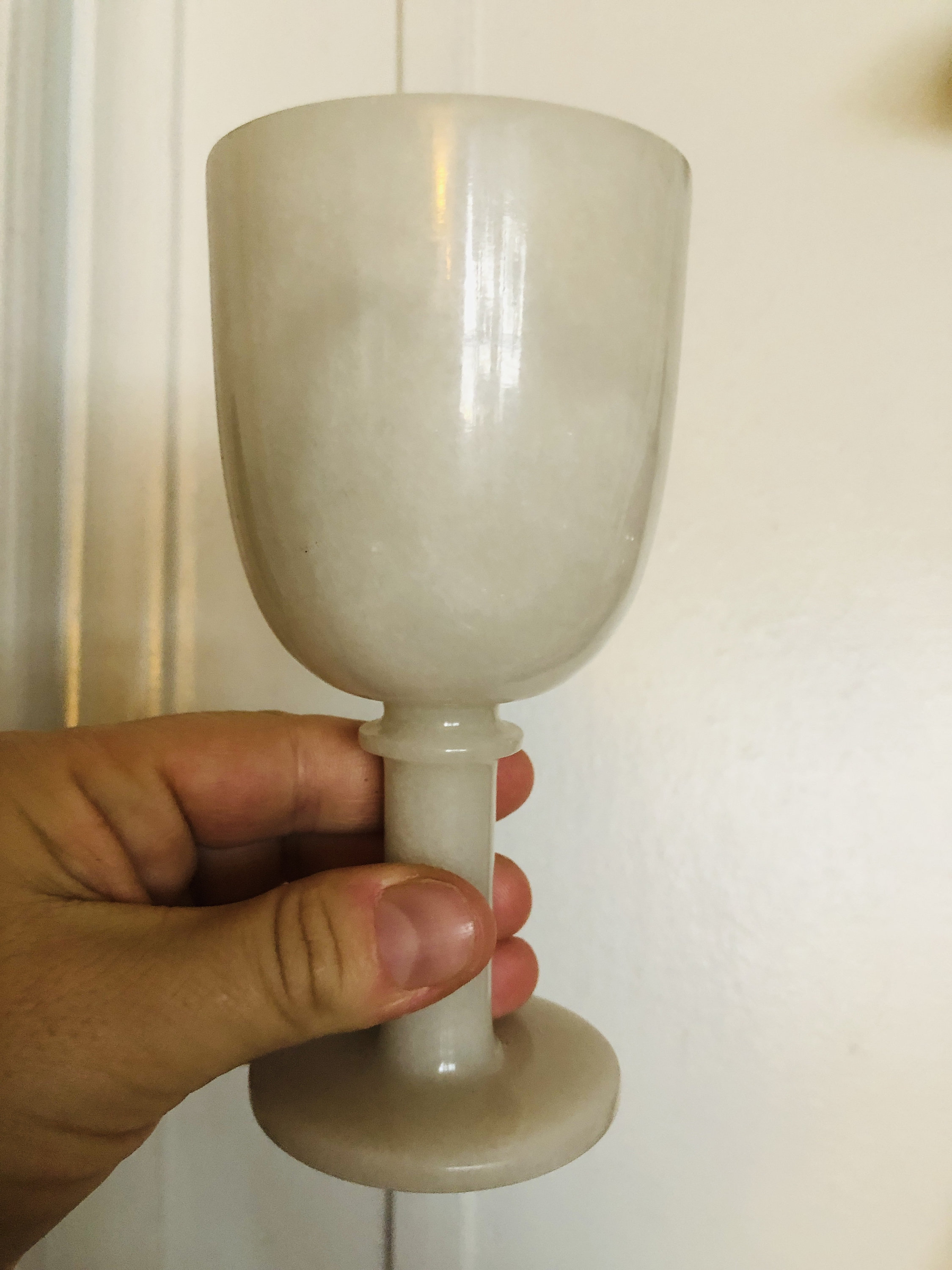 Visual Reference: Frosted White Wine Glass Vintage Marble Glass Bar Glass Wine