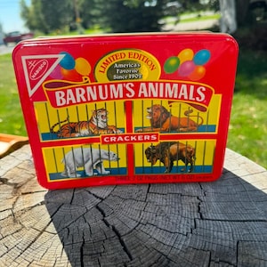 Vintage Barnum Circus colorful tin/ box tin/ organizer/ colorful home decor