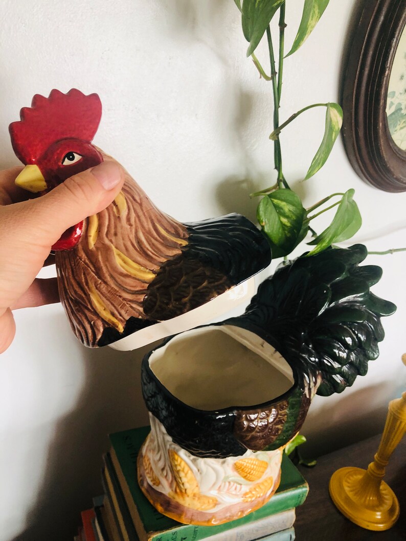 Rooster Cookie Jar/ Chicken Jar With Lid/ Kitchen Decor/ Farmhouse ...