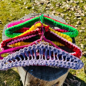 Vintage crochet yarn hanger/ 1970’s clothes hanger/ closet organization hangers