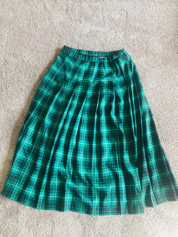 Pendelton green plaid skirt/ vintage skirt/ vintag