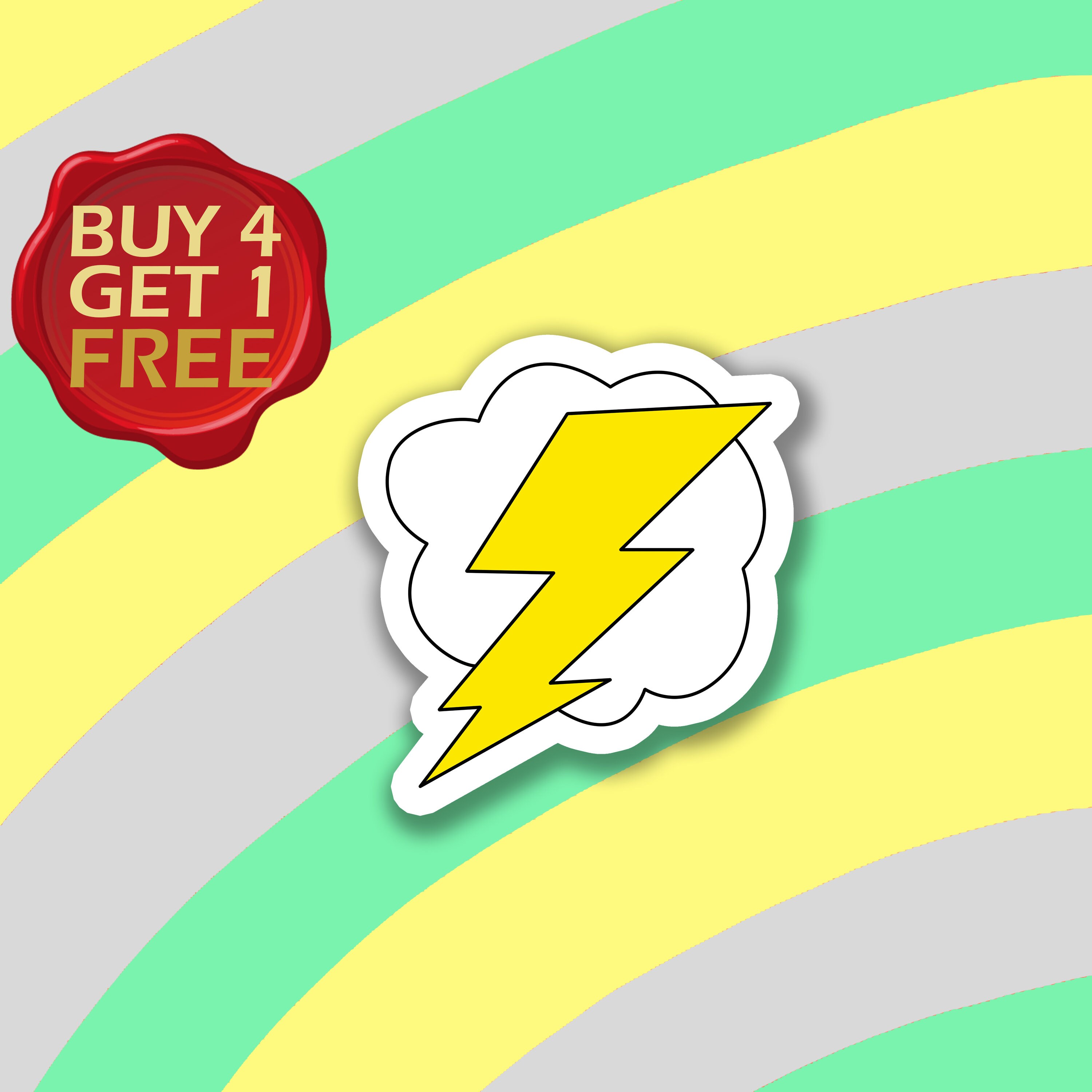 Lightning Bolt Emoji Sticker Pop Art Cloud Stickers Laptop - Etsy