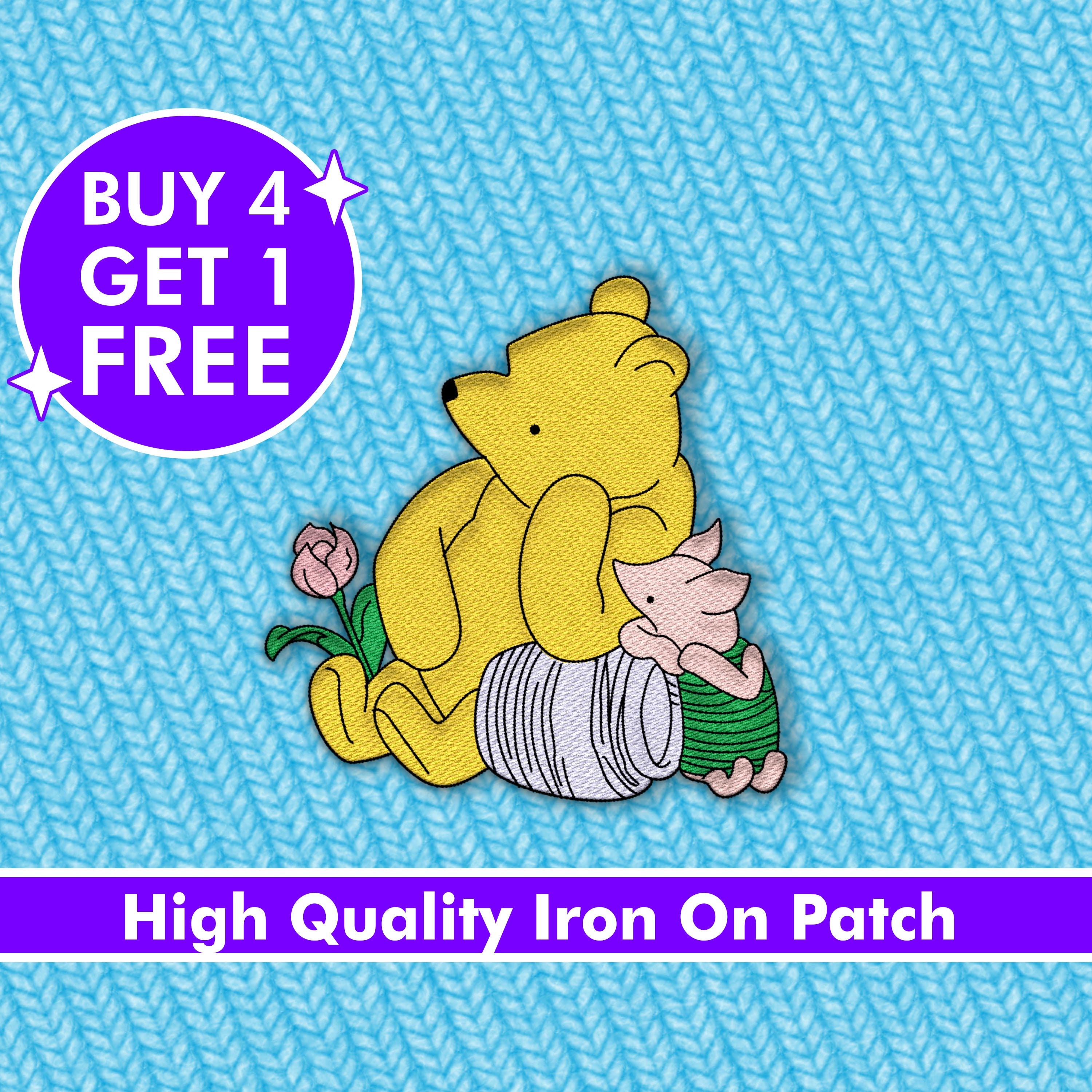 Iron on patches - WINNIE THE POOH WINNIE & PIGLET Disney - yellow -  6,3x5,7cm - Application Embroided badges