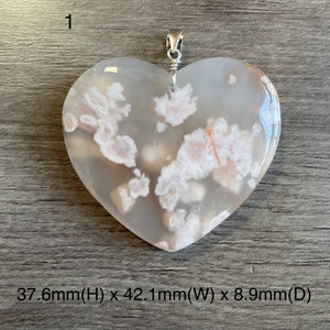 Heart Shape Sakura Cherry Blossom Agate Pendant Necklace