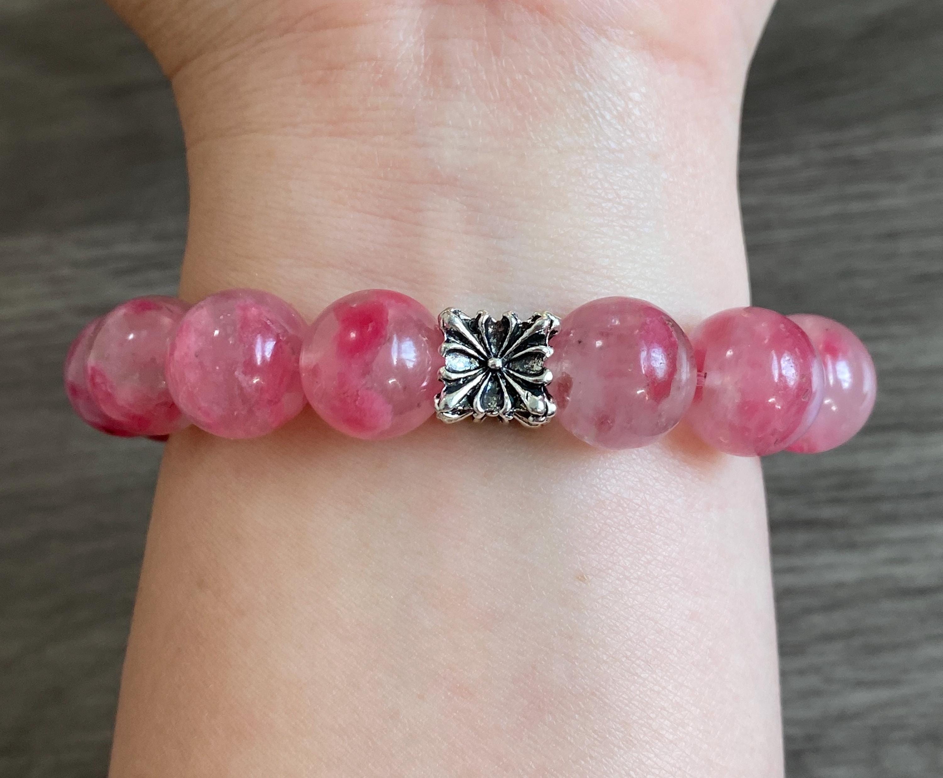 13.0mm Sakura Rain Rhodonite Bracelet With Sakura Rain Charm
