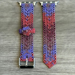 Handmade Macrame Apple Watch Band:  Pink Purple Gradient Woven Strap (38/40/41mm)
