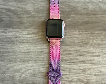 Handmade Macrame Apple Watch Band Pink Purple Ombre Woven Strap for 38 40 41mm