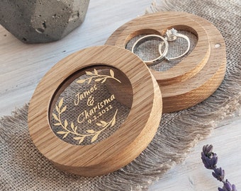 Boîte porte-alliances pour cérémonie, ringkissen, cadeaux de mariée, porte-bague, boîte à bagues gravée, boîte à bagues en bois hochzeit, Hölzerne Ringbox