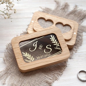 Wedding Ring box for ceremony, engagement ring box, custom wooden ring bearer pillows, Personalized mountains ring holder, ring bearer box Natural