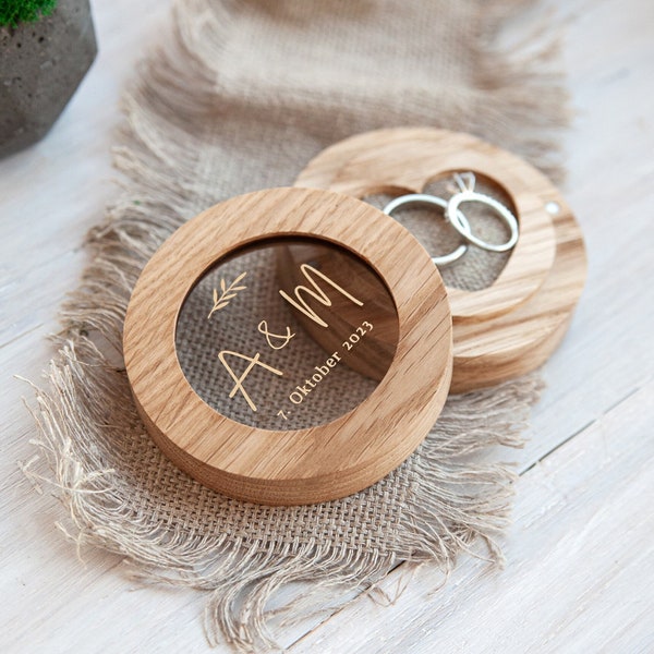 Boîte à bagues de fiançailles pour cérémonie de mariage, ringkissen, porte-bague de fiançailles en or personnalisé boîte à bagues en bois hochzeit, bague Hölzerne en verre