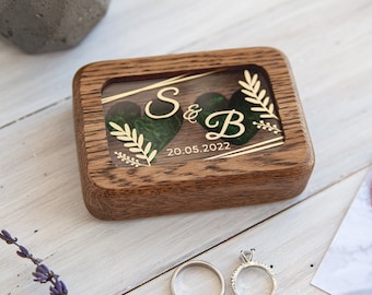 Wood ringbox for wedding ceremony | Personalized  ring bearer box | engagement ring holder | Rustic ring pillow custom for gifts bride