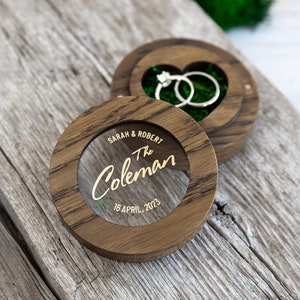 Wedding ring bearer box for ceremony, ringkissen, bridal gifts, ring holder, engraved ring box, wooden ring box hochzeit, Hölzerne Ringbox Standart | Dark