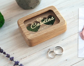 Wooden ring holder for wedding  ceremony | Personalized wood ring bearer box | engagement double ring box | Rustic ring pillow custom decor