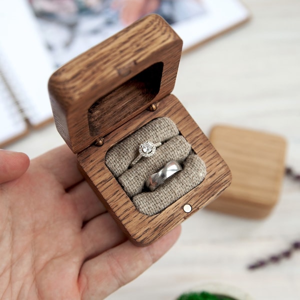 Wedding ring box with custom personalized, engagement ring box for wedding ceremony, Proposal ring box handwritten, boite à bijoux